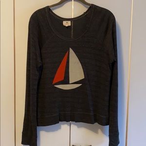 Charcoal Sundry long-sleeve sailboat graphic top